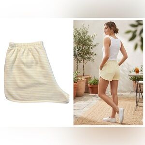Wild Fable Light Yellow Striped High Waist Shorts